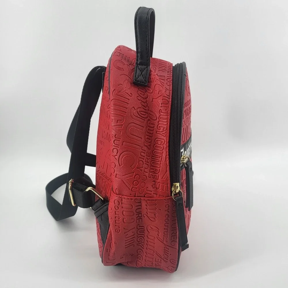 Juicy Couture Red Backpack Ours Zips Say It All‎ Back Pack Travel Bag Purse